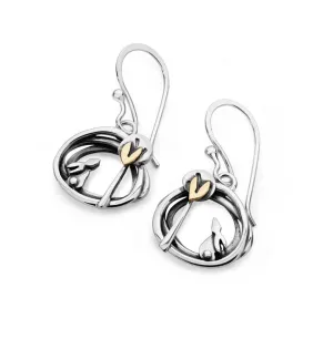 Linda MacDonald Sterling Silver and 9ct Yellow Gold Woodland Drop Earrings Into the Woods Collection DIN4