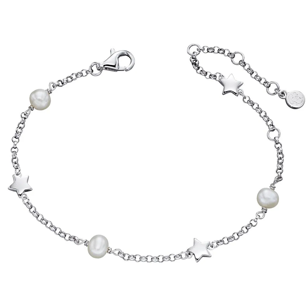 Little Star Anja Sterling Silver Star and Pearl Bracelet LSB0038