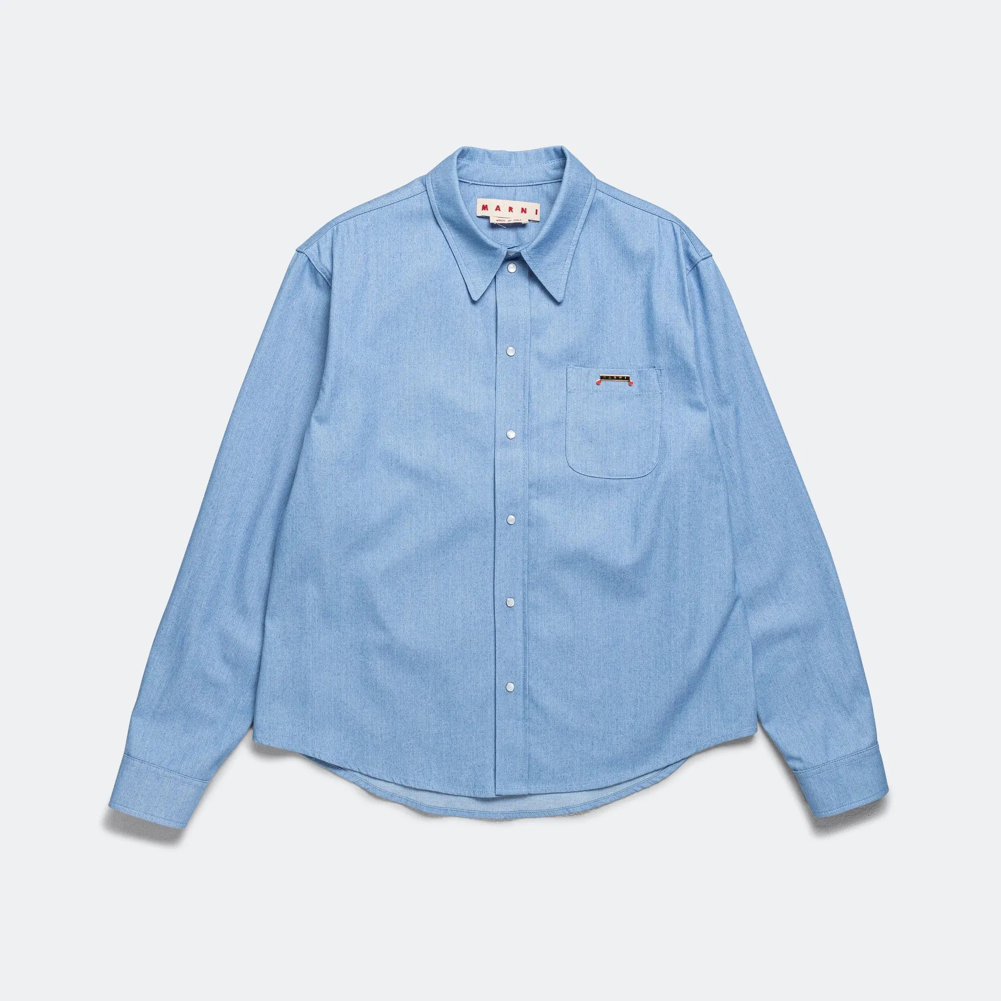 Long Sleeve Cotton Shirt - Iris Blue