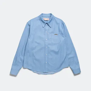 Long Sleeve Cotton Shirt - Iris Blue
