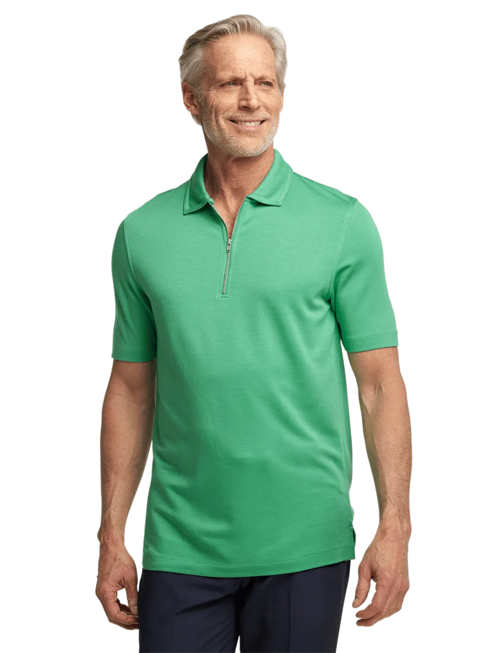 Lyocell Blend Quarter Zip Polo - Green