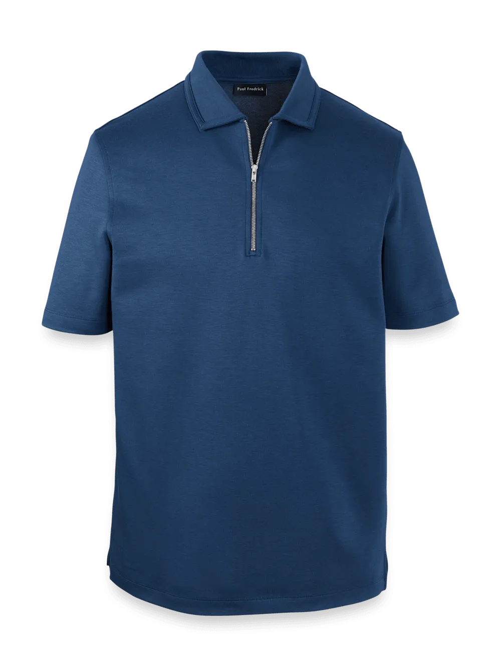Lyocell Blend Quarter Zip Polo - Navy