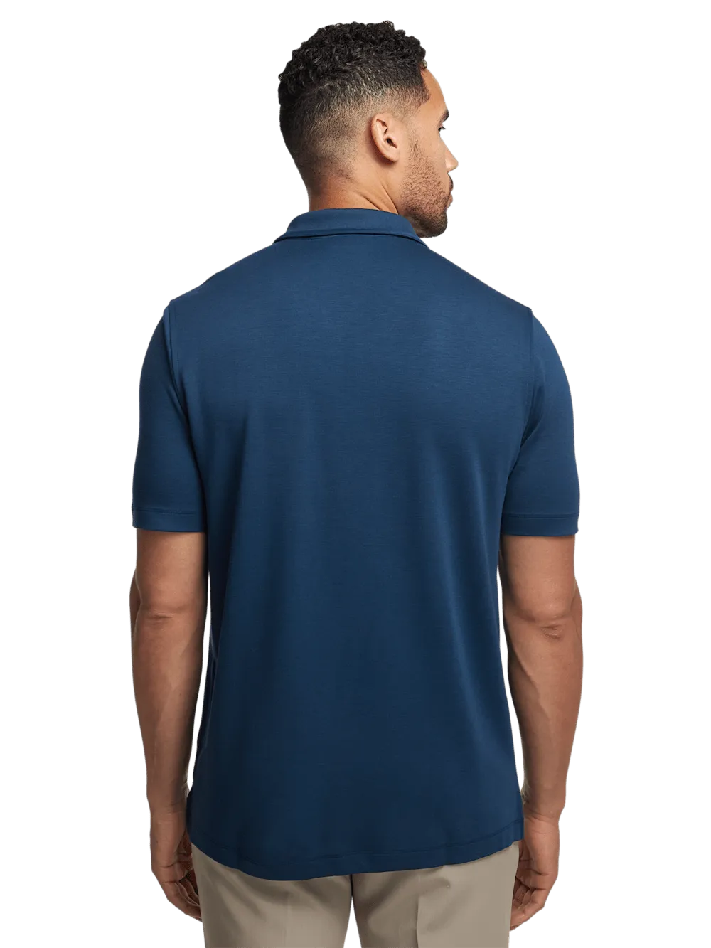 Lyocell Blend Quarter Zip Polo - Navy