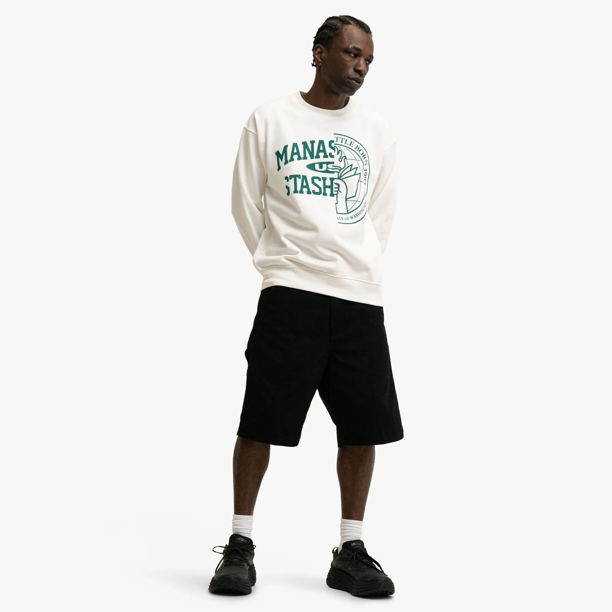 Manastash Collegiate Crewneck White