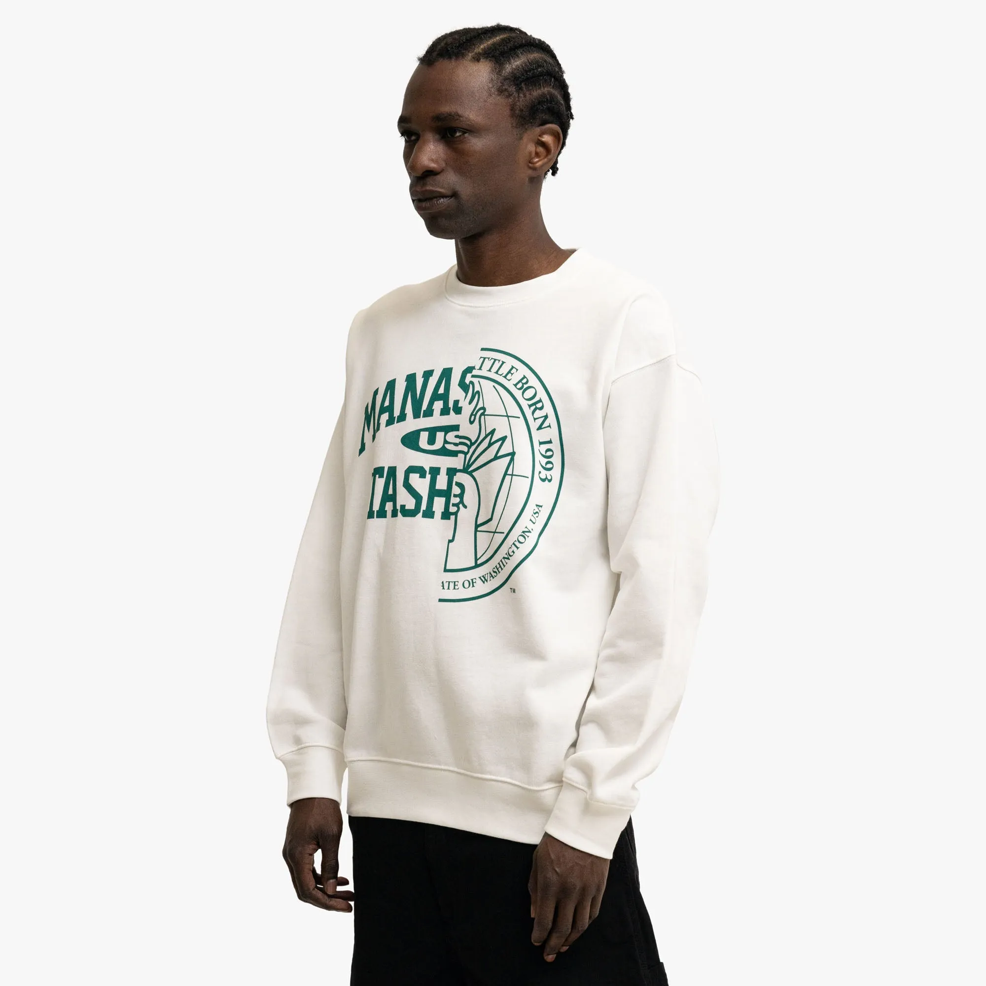 Manastash Collegiate Crewneck White