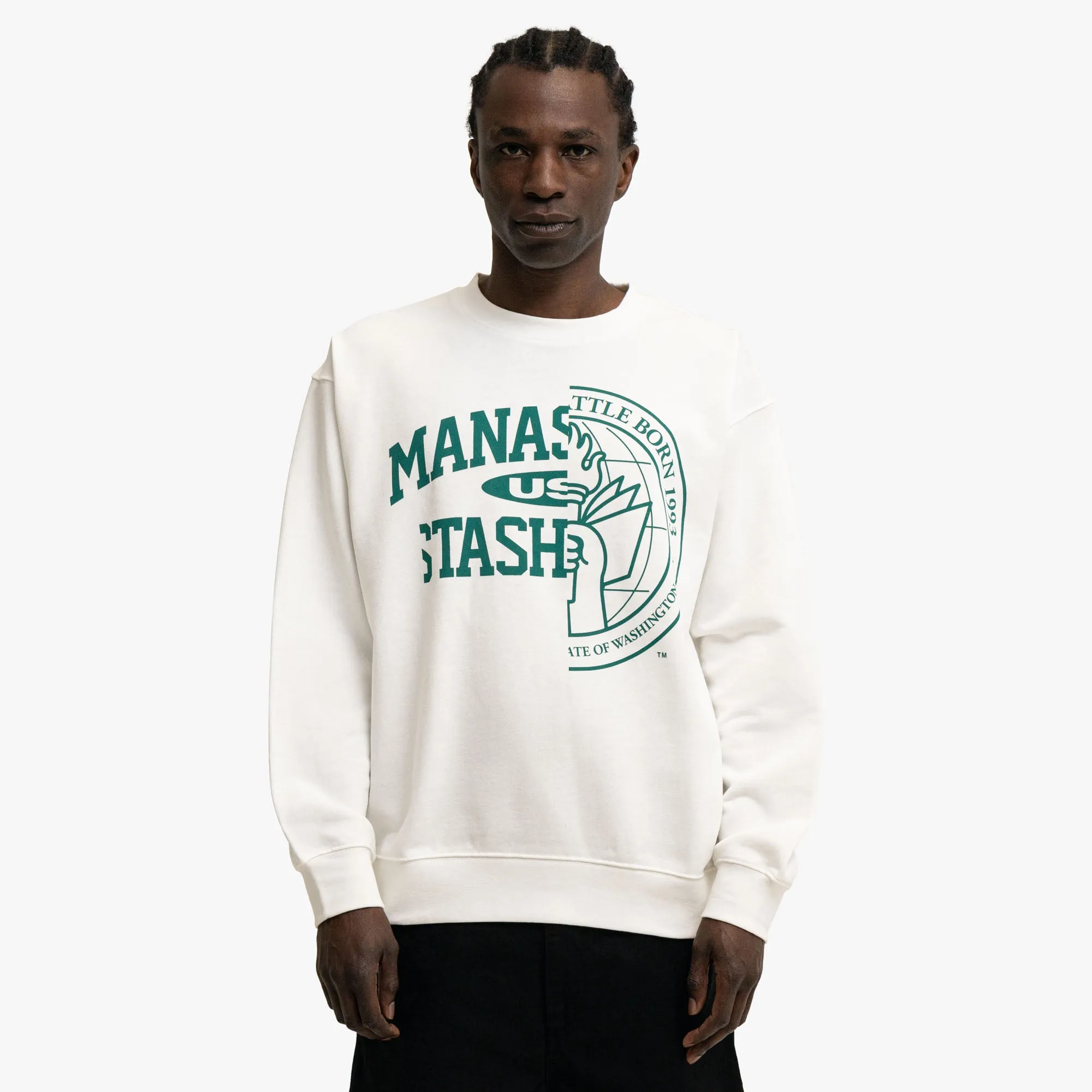 Manastash Collegiate Crewneck White
