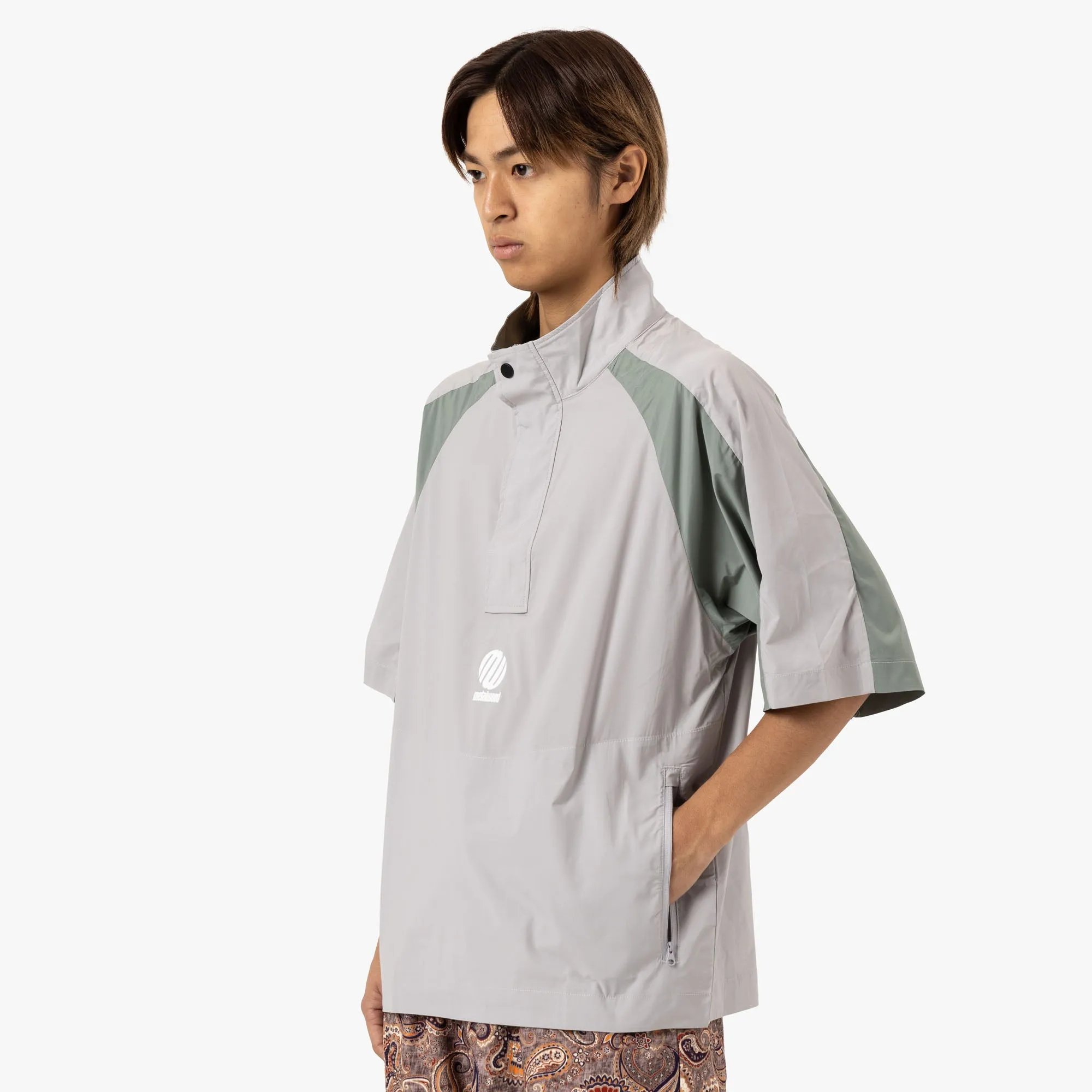 Metalwood Short Sleeve Paneled Wind Shirt Titanium / Sage