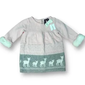 NEW! Janie and Jack Baby Girl Size 3-6 Months Pink and Gray Sweater Dress