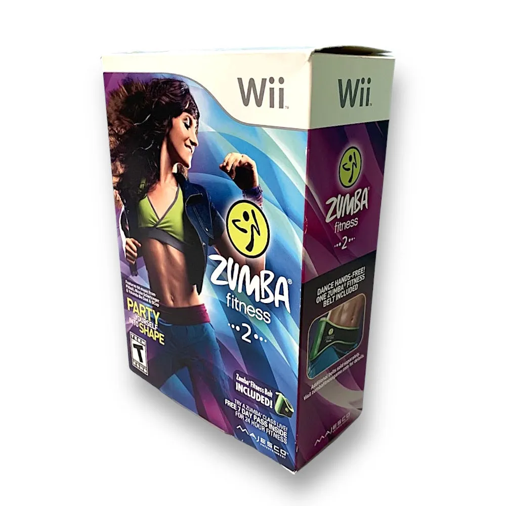 Nintendo Wii Zumba Fitness 2 Video Game, Fitness Belt, Original Box, Manual