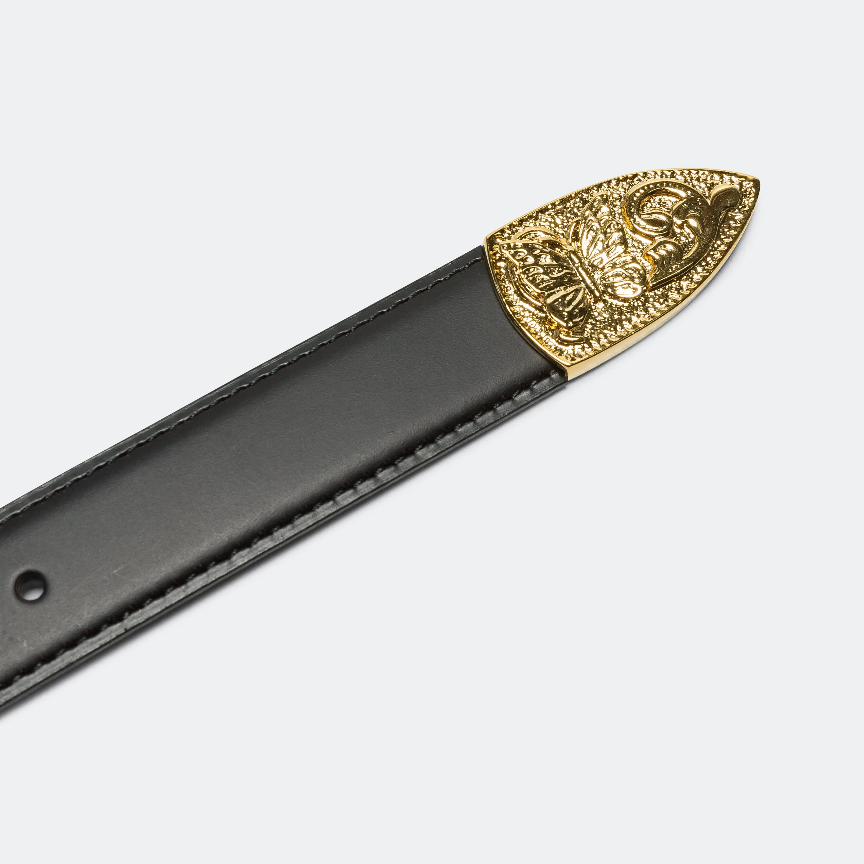 Papillon Western Tip Belt - Black Steer Leather