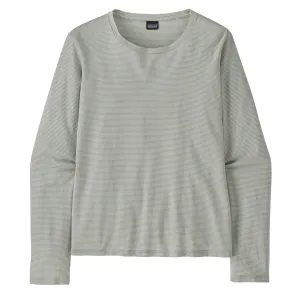 Patagonia Womens LS Regenerative Organic Certified Cotton Tee Steppe Stripe Sleet Green