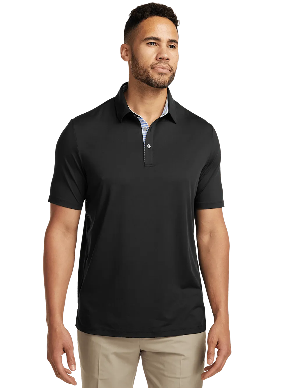 Performance Blend Three Button Polo - Black