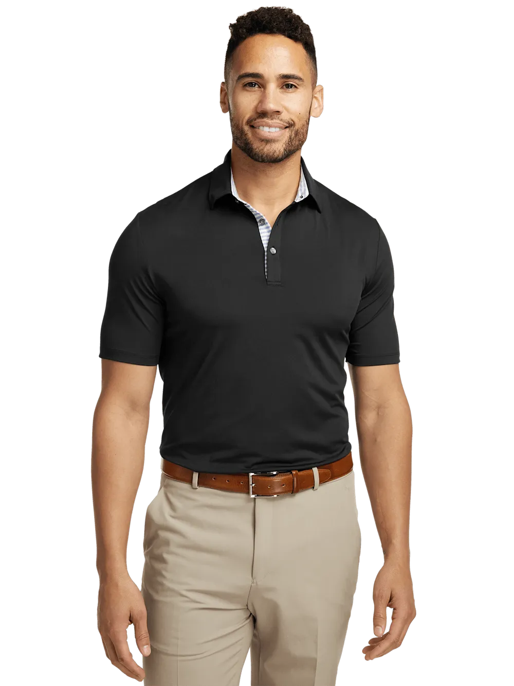 Performance Blend Three Button Polo - Black