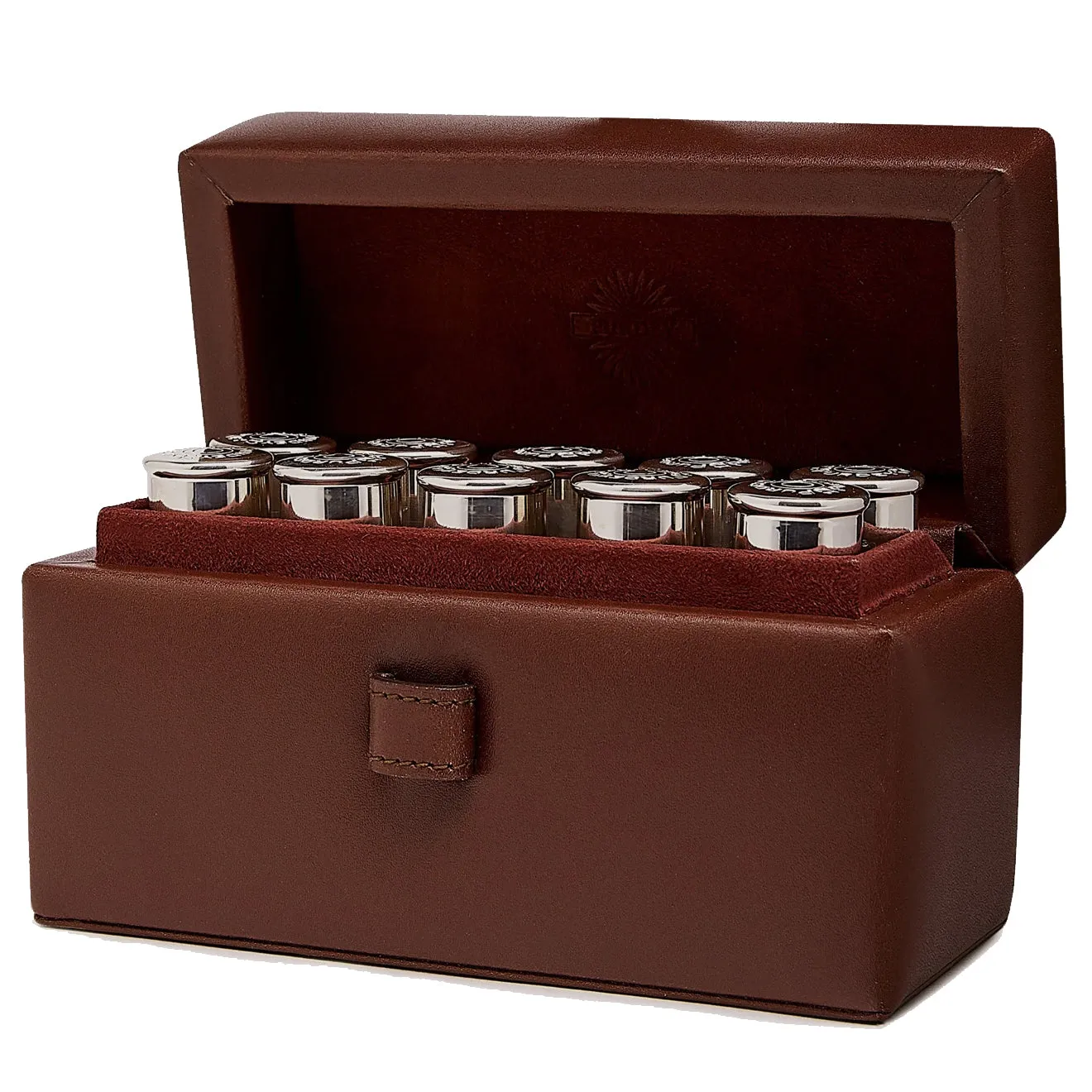 Purdey Glass Position Finder Set In Leather Case In Silver