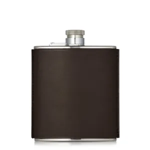 Purdey Hand Stitched 6oz Leather Flask Dark Brown