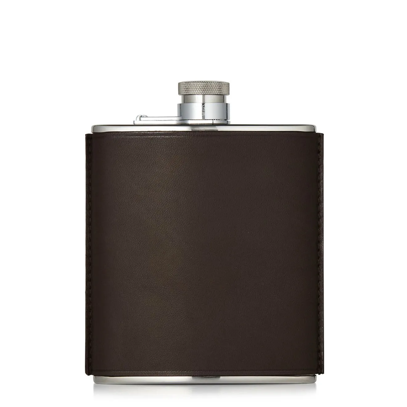 Purdey Hand Stitched 6oz Leather Flask Dark Brown