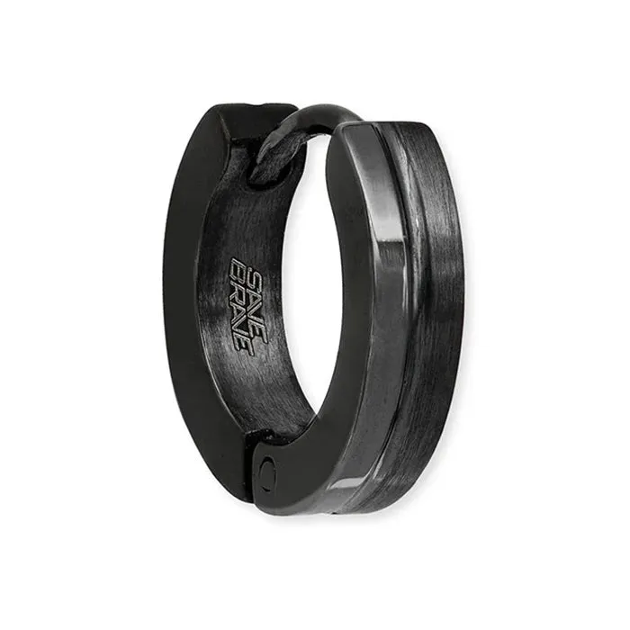 Save Brave Stainless Steel Black IP Single Mens Earring SBE-INDIA-1-BK