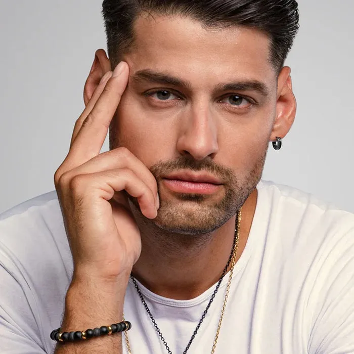 Save Brave Stainless Steel Black IP Single Mens Earring SBE-INDIA-1-BK