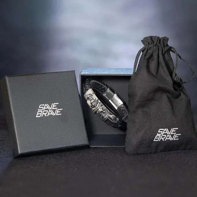 Save Brave Stainless Steel Black IP Single Mens Earring SBE-INDIA-1-BK