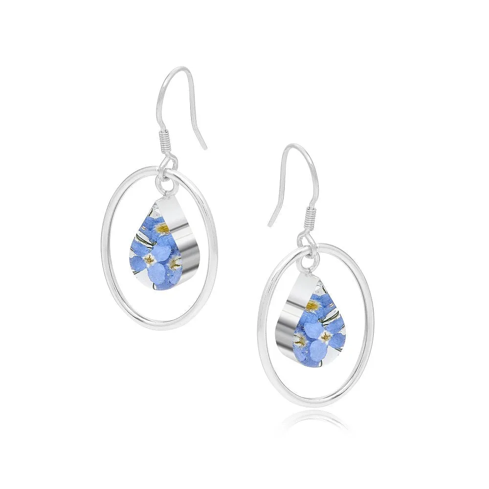 Shrieking Violet Real Flower Forget Me Not Drop Earrings FE09