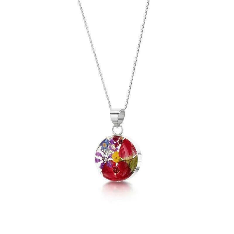 Shrieking Violet Real Flower Round Silver Pendant MP49