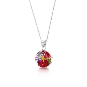 Shrieking Violet Real Flower Round Silver Pendant MP49