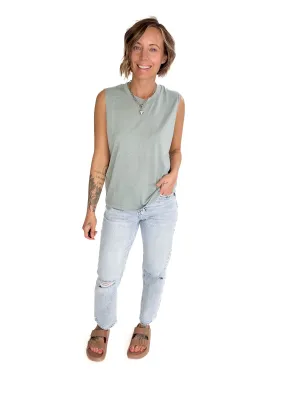 Sierra Slub Knit Tank- OCEAN