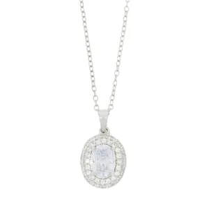 Sterling Silver Cubic Zirconia Pendant and Chain GVL020