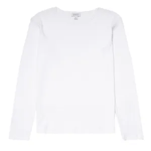 Sunspel Womens Ribbed Long Sleeve T-Shirt White