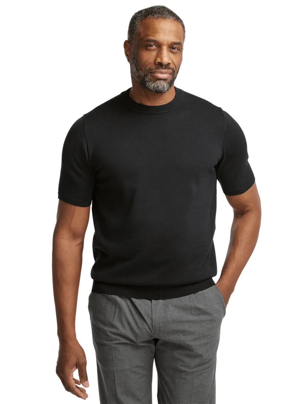 Supima Cotton Crew Neck Sweater - Black