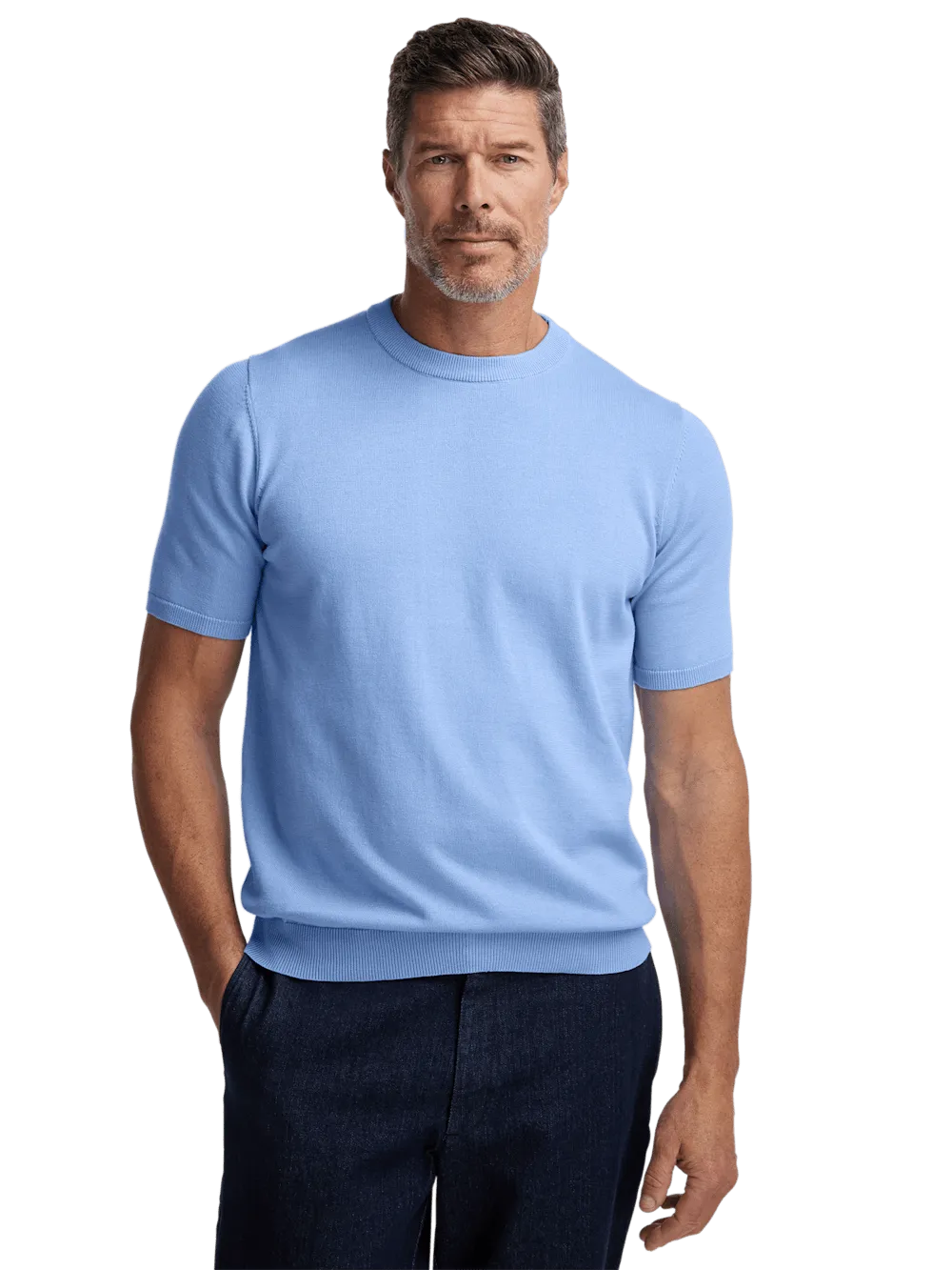 Supima Cotton Crew Neck Sweater - Blue