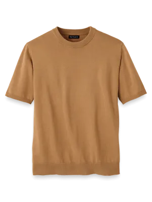 Supima Cotton Crew Neck Sweater - Light Brown