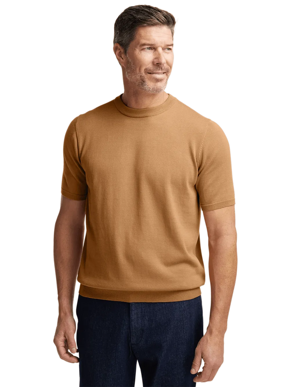 Supima Cotton Crew Neck Sweater - Light Brown