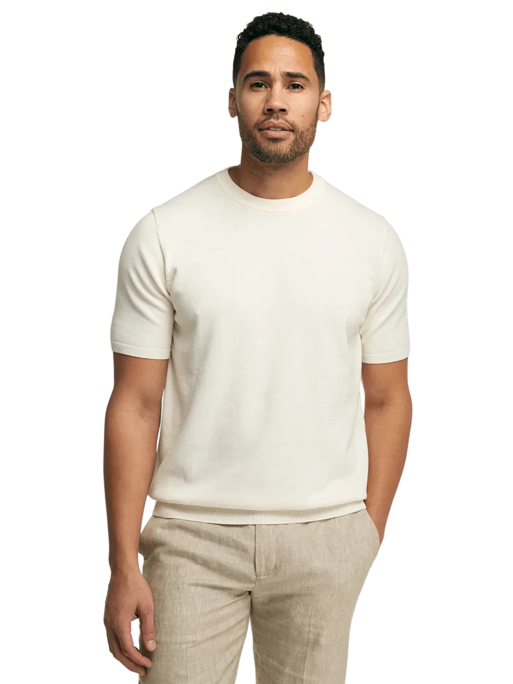 Supima Cotton Crew Neck Sweater - Off White