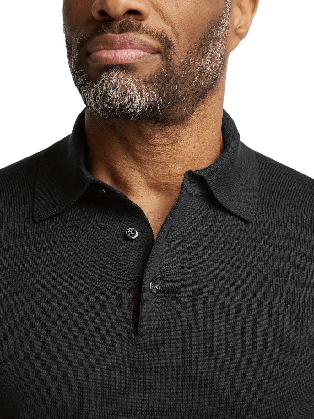 Supima Cotton Three Button Polo - Black