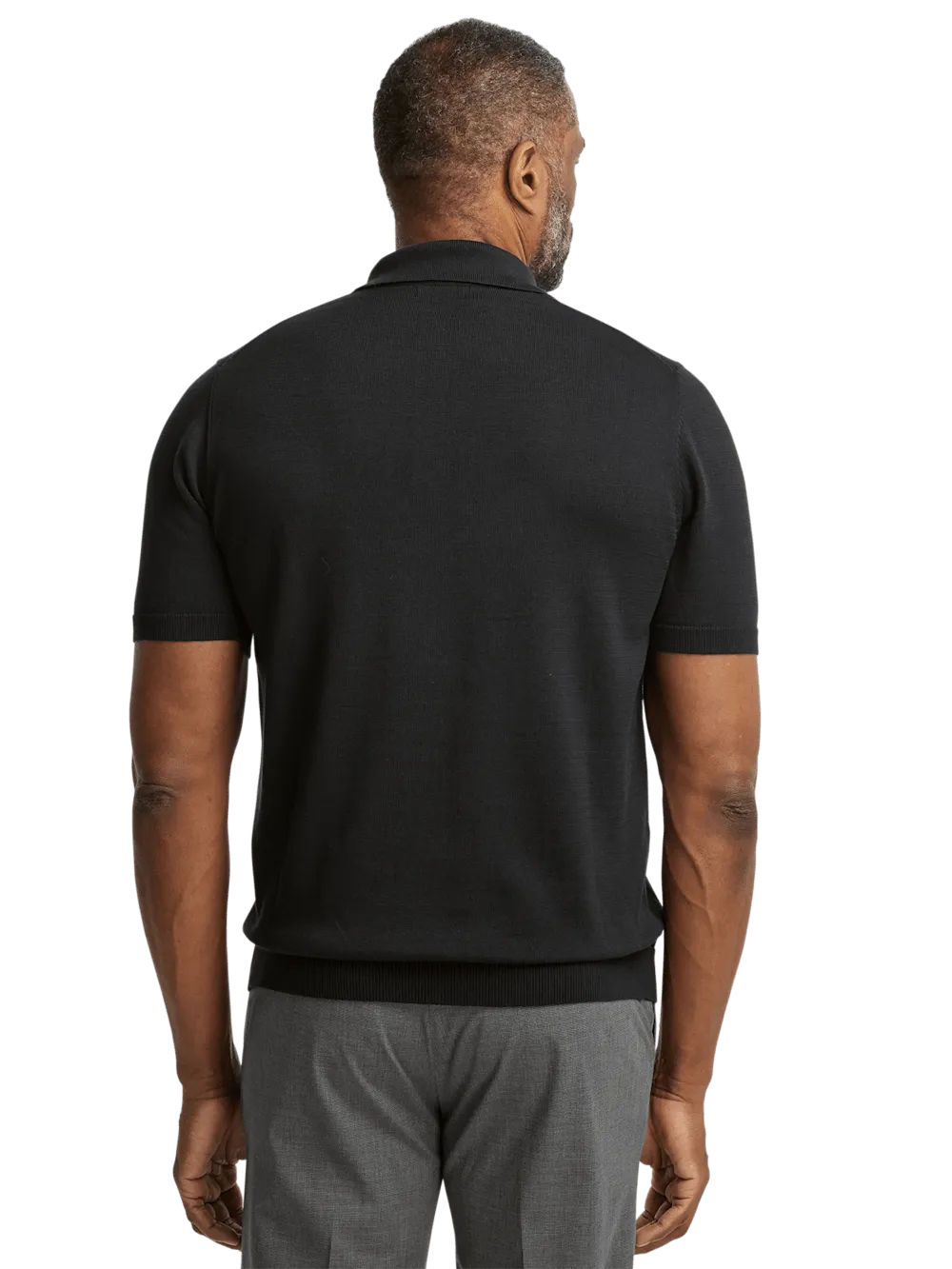 Supima Cotton Three Button Polo - Black
