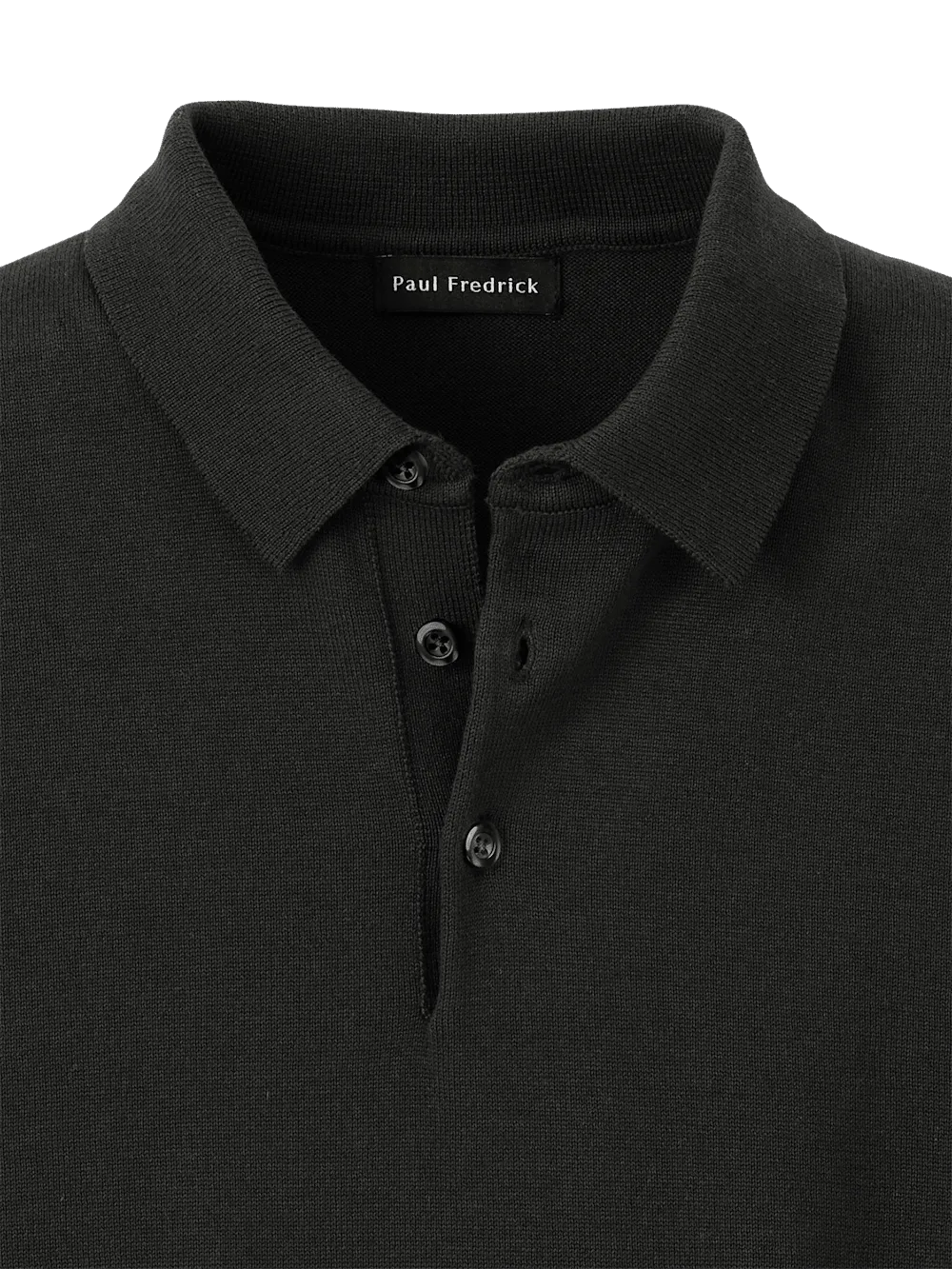 Supima Cotton Three Button Polo - Black