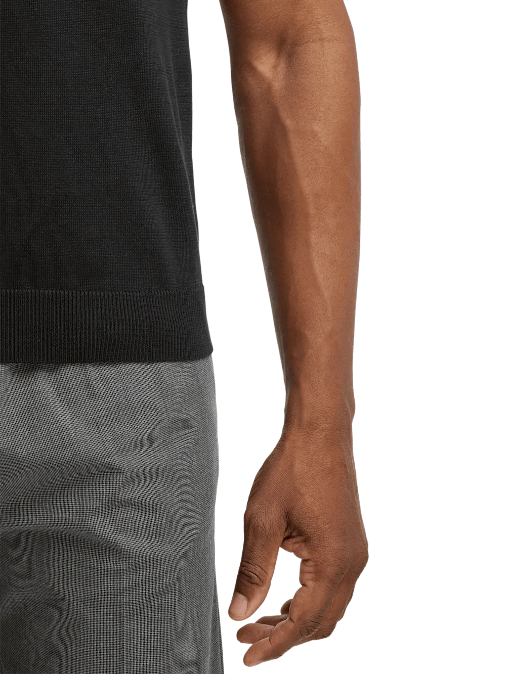 Supima Cotton Three Button Polo - Black