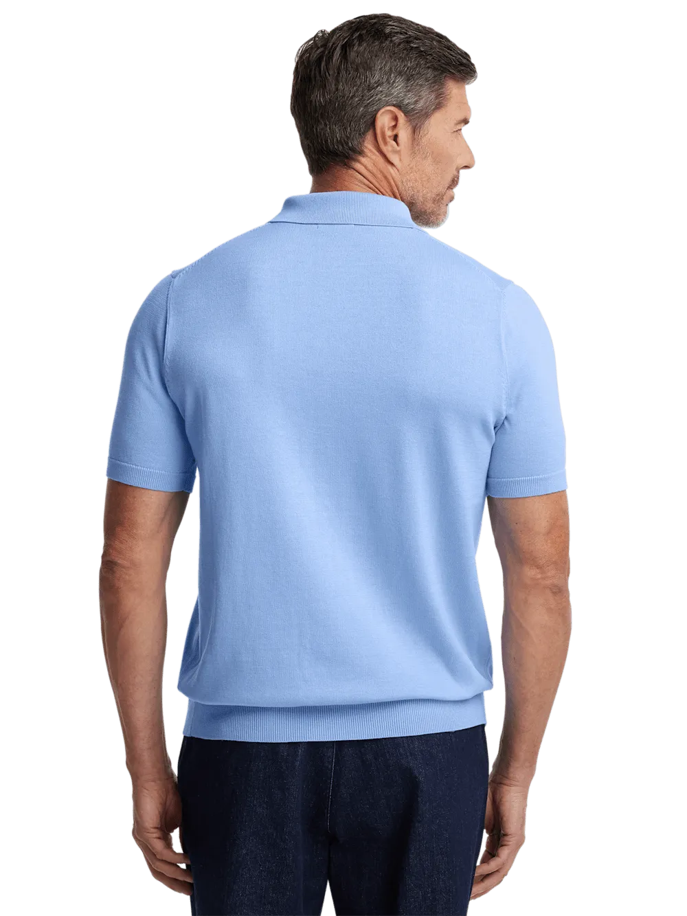 Supima Cotton Three Button Polo - Blue