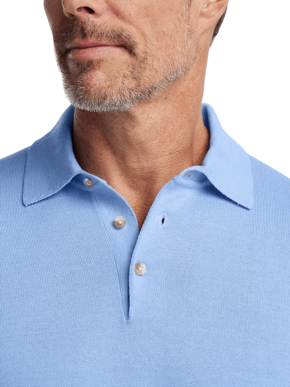 Supima Cotton Three Button Polo - Blue