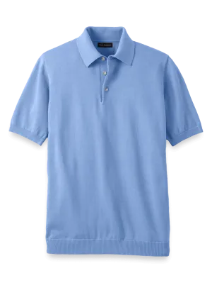 Supima Cotton Three Button Polo - Blue