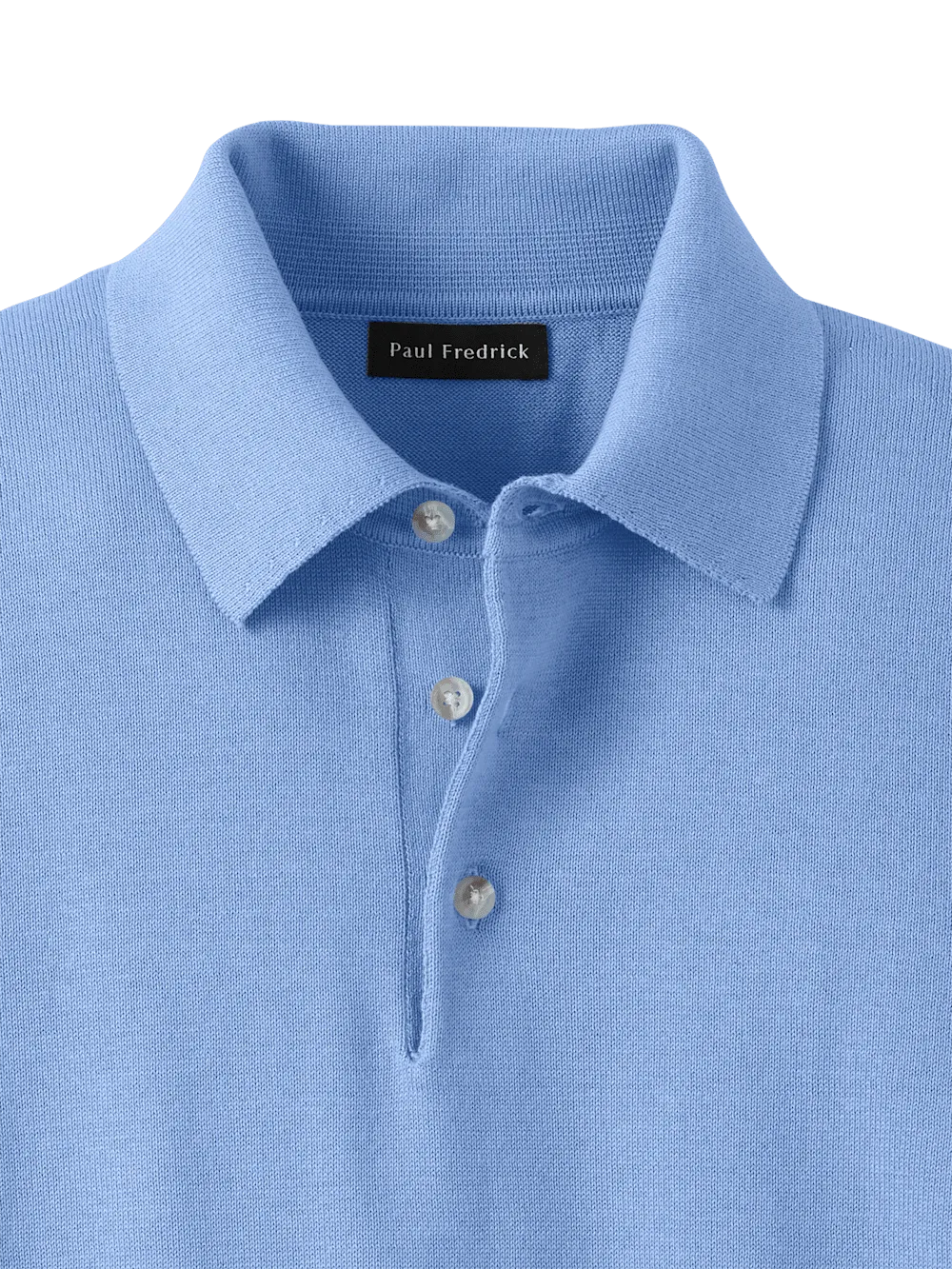 Supima Cotton Three Button Polo - Blue