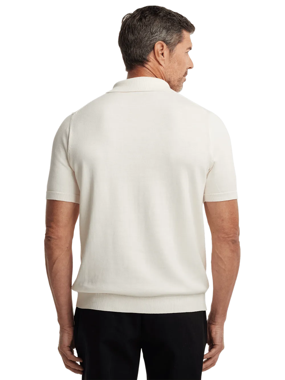 Supima Cotton Three Button Polo - Off White