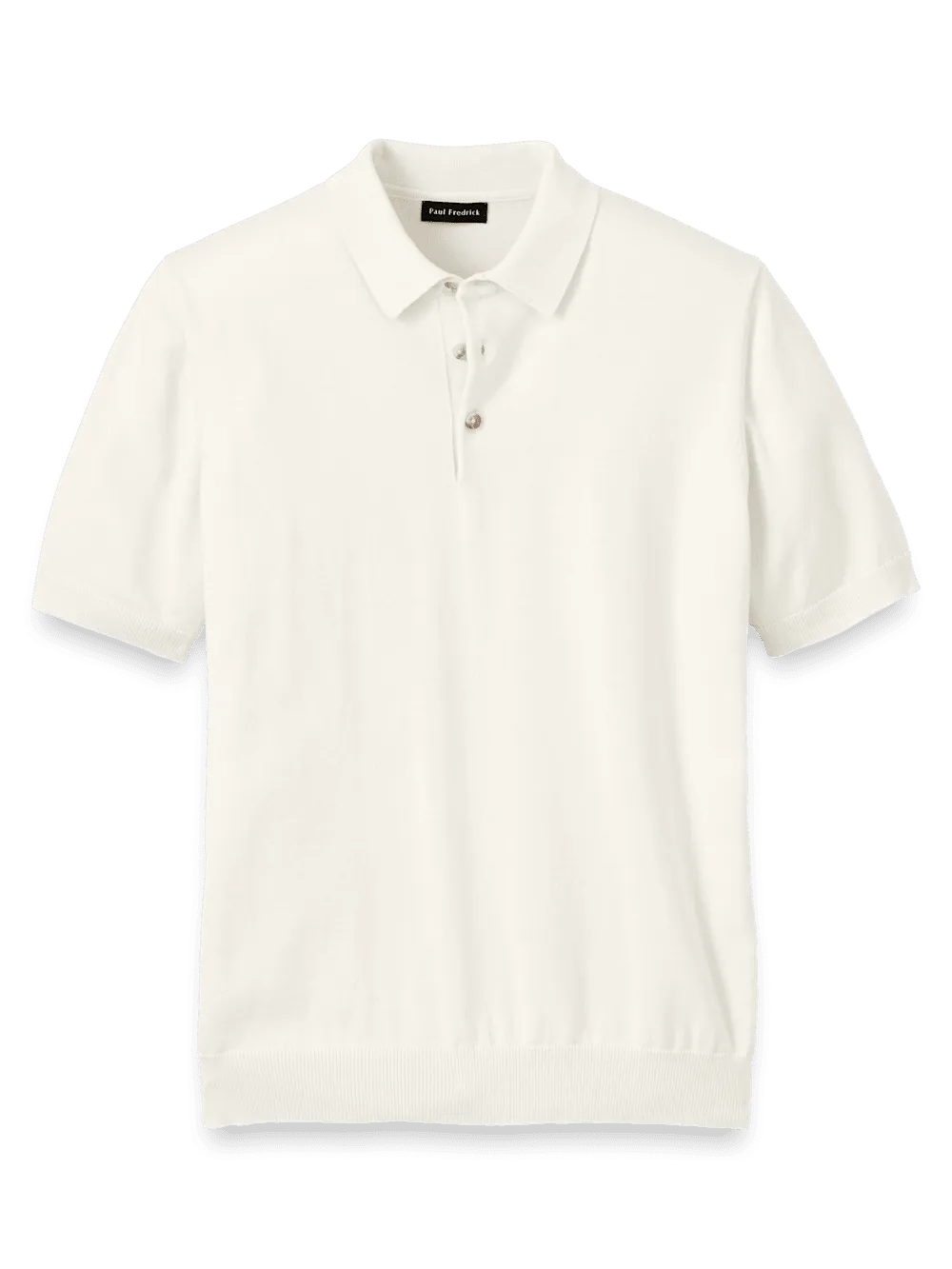 Supima Cotton Three Button Polo - Off White