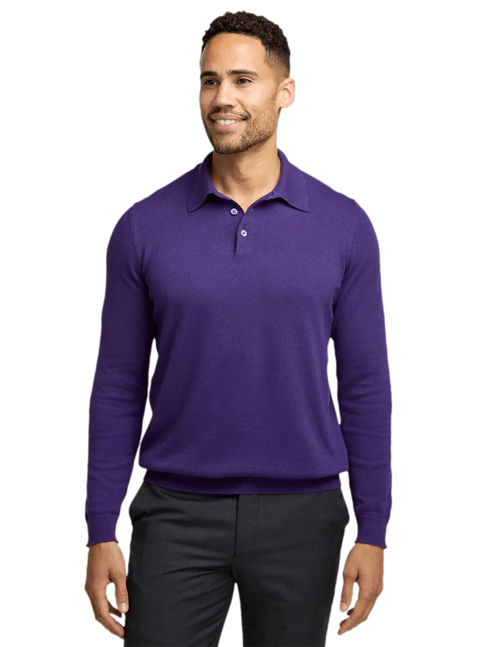 Supima Cotton Three Button Polo - Plum