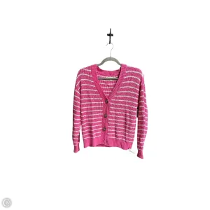 Sweater Cardigan By Loft In Pink & White, Size: Xs