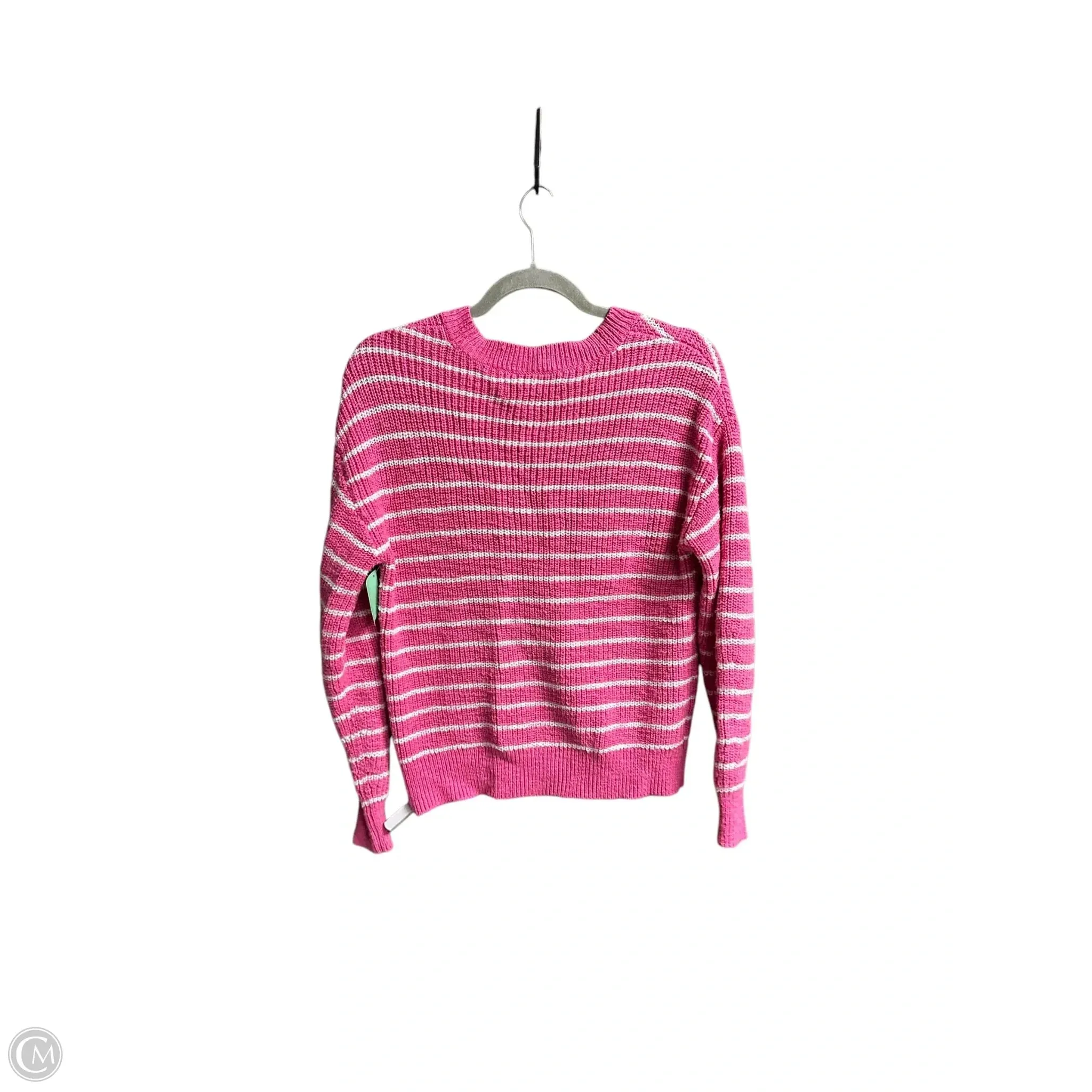 Sweater Cardigan By Loft In Pink & White, Size: Xs
