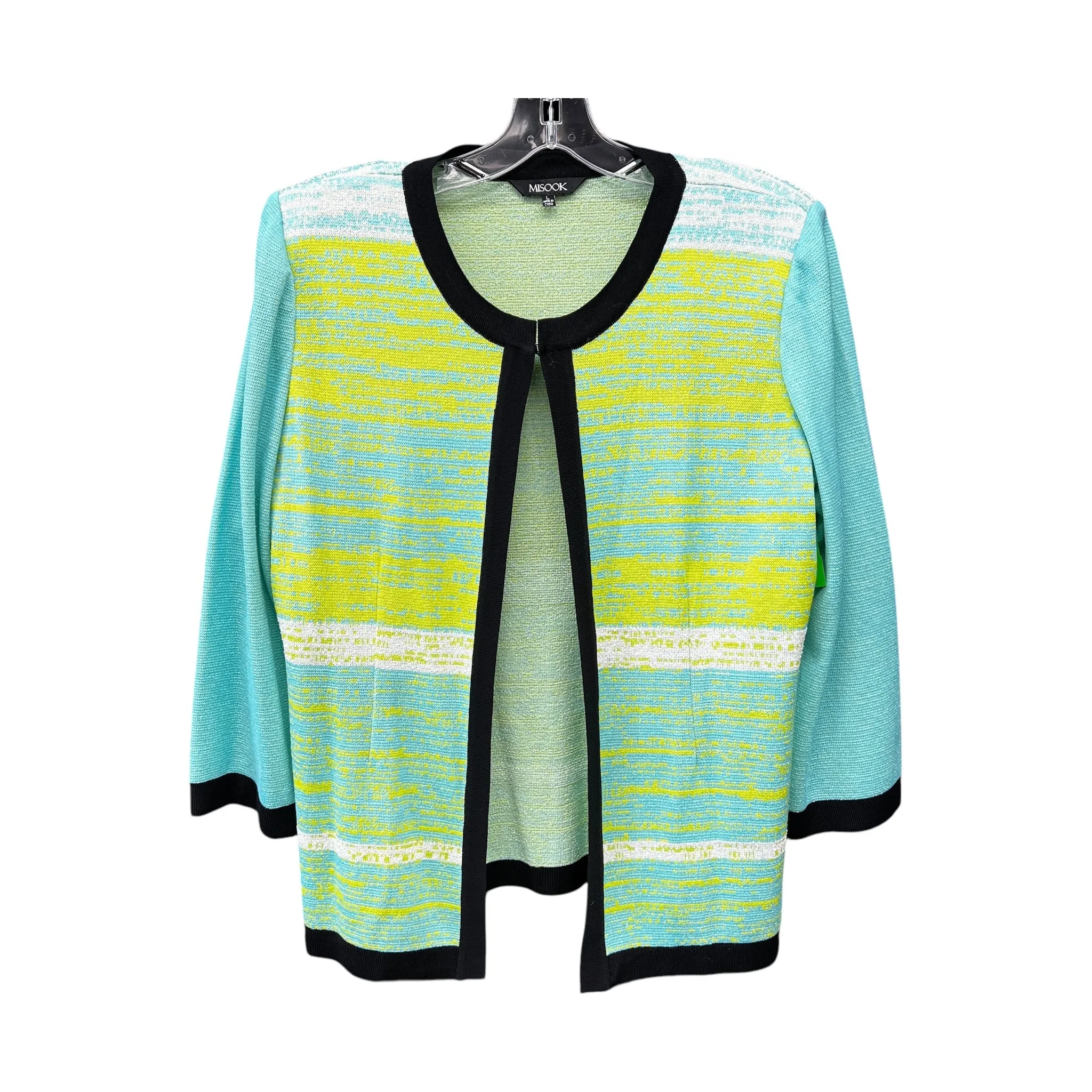 Sweater Cardigan By Misook In Blue, Size:L