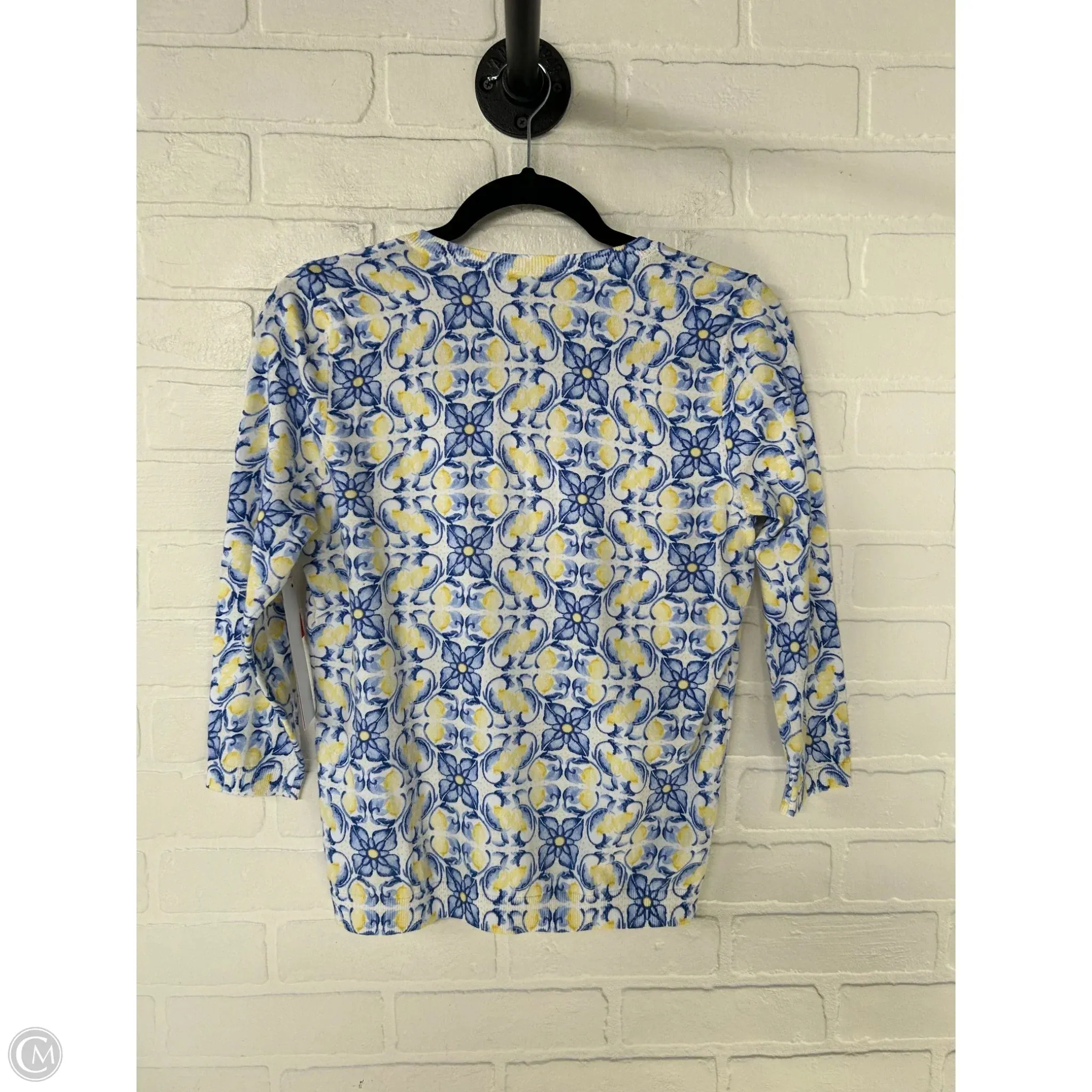 Sweater Cardigan By Talbots In Blue & Yellow, Size: Mp