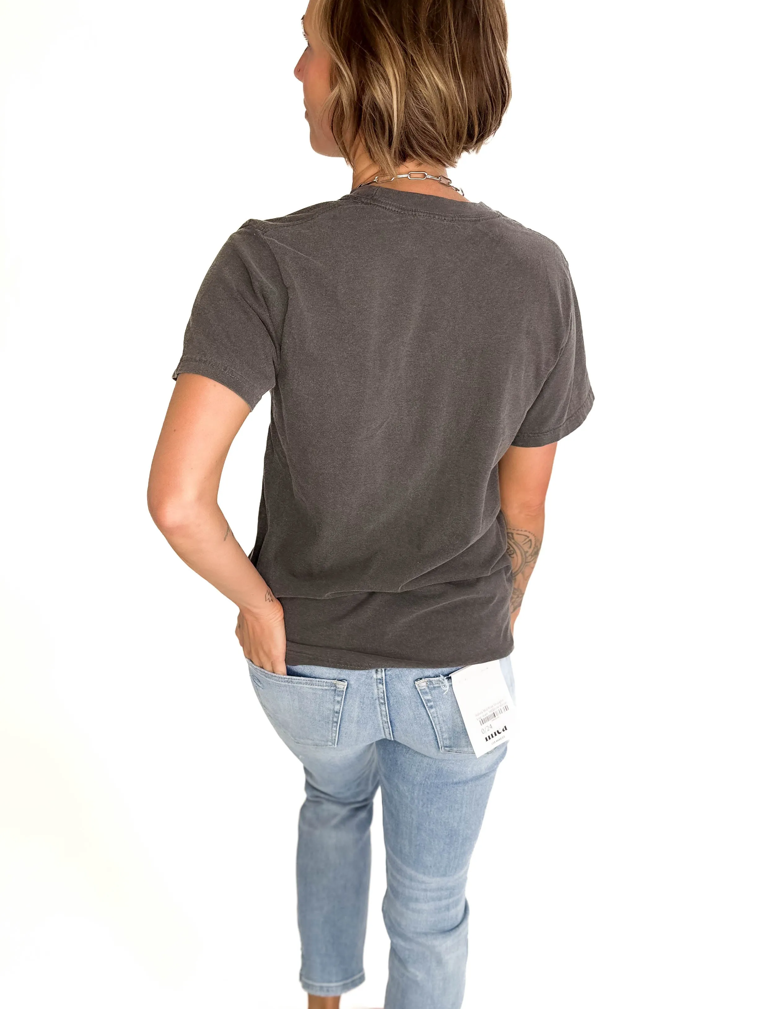 T G Classic Washed Cotton Pocket T-shirt- PEPPER